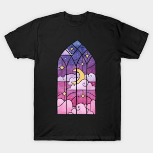 Night sky stained glass window T-Shirt